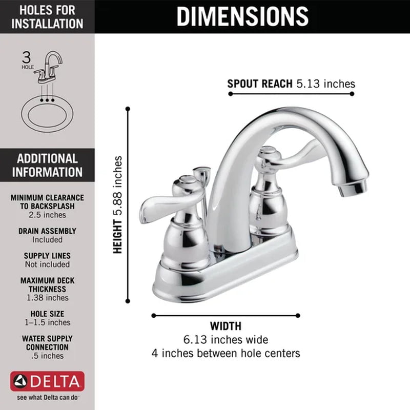 Windemere Centerset Faucet 2-Handle Bathroom Faucet with Drain Assembly