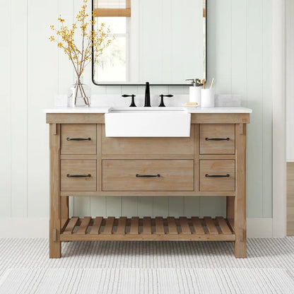 Giuliana 48'' Free-Standing Single Bathroom Vanity with Carrara Marble Vanity Top