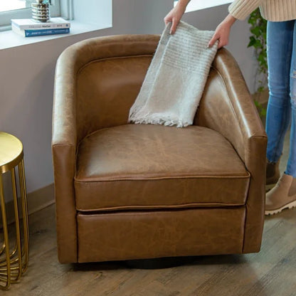 Kiersten Upholstered Swivel Barrel Chair
