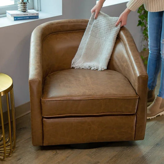 Kiersten Upholstered Swivel Barrel Chair