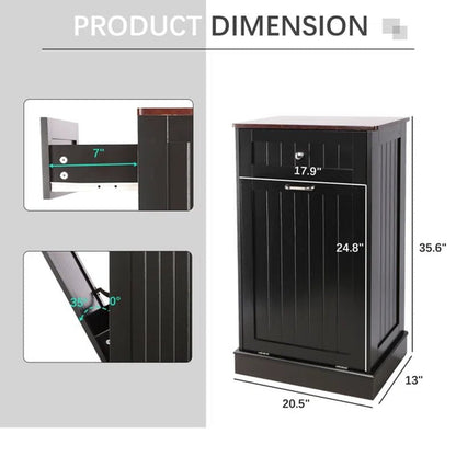 Tilt Out Trash Cabinet 10 Gallon Wooden Free Standing (Not Include Trash Can)