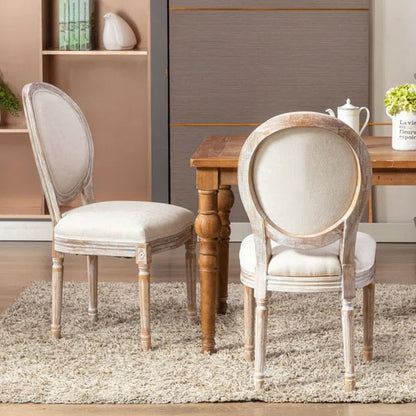 Ramani Linen Upholstered King Louis Back Side Chair