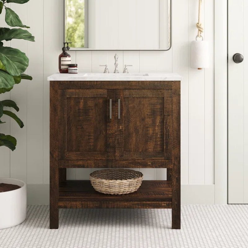 Trieste 29.87'' Free-Standing Single Bathroom Vanity with Quartz Vanity Top