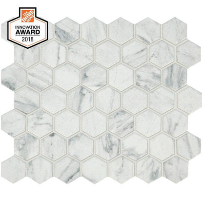 Carrara 10 In. X 12 In. X 6.35 Mm Ceramic Hexagon Mosaic Floor and Wall Tile (0.81 Sq. Ft./Each)