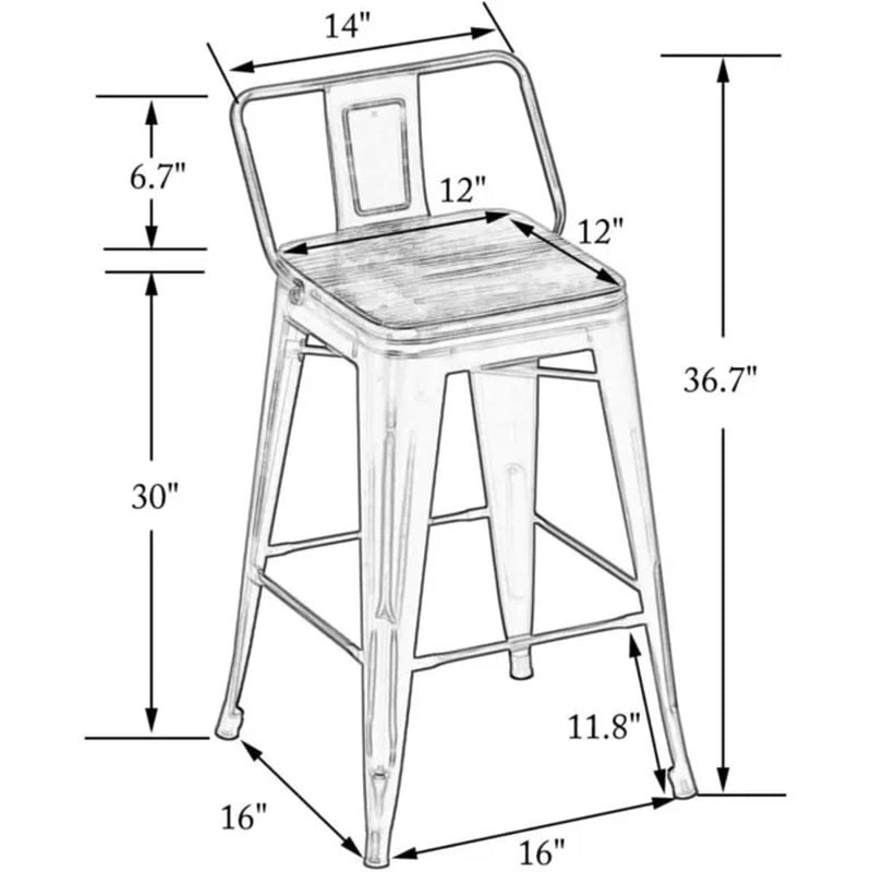 Maresca Bar & Counter Stool with Wood Seat and Backrest