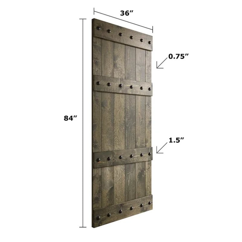 Paneled Wood Castle Series Barn Door with Installation Hardware Kit