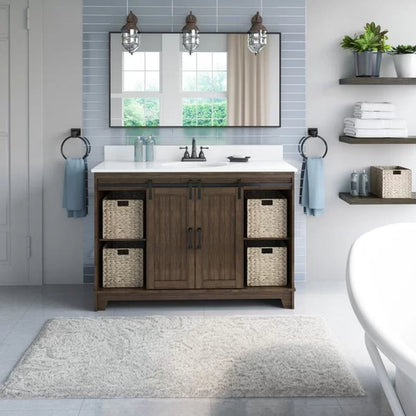Braylen Sliding Barn Door 48" Single Bathroom Vanity Set