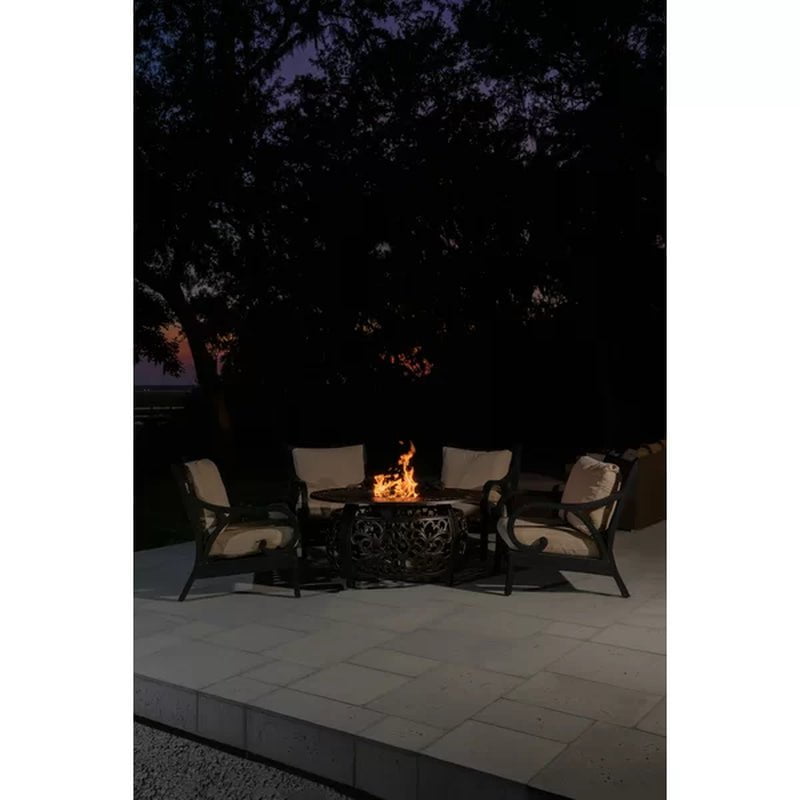 Slattery 24.6'' H X 48'' W Aluminum Propane Outdoor Fire Pit Table with Lid