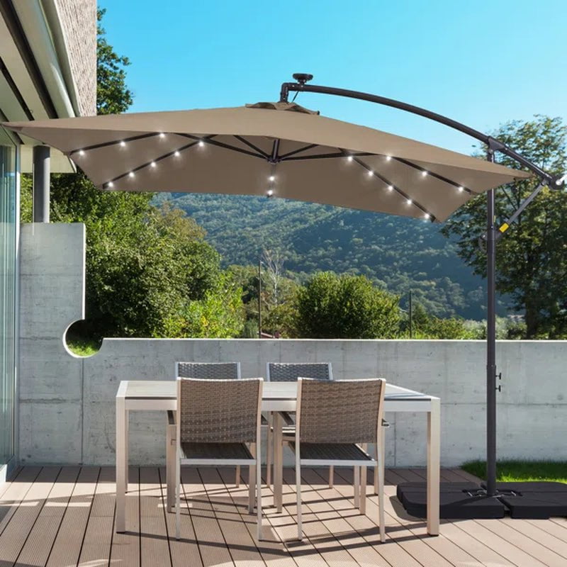 Laurennicole 98.4'' Square Lighted Cantilever Umbrella