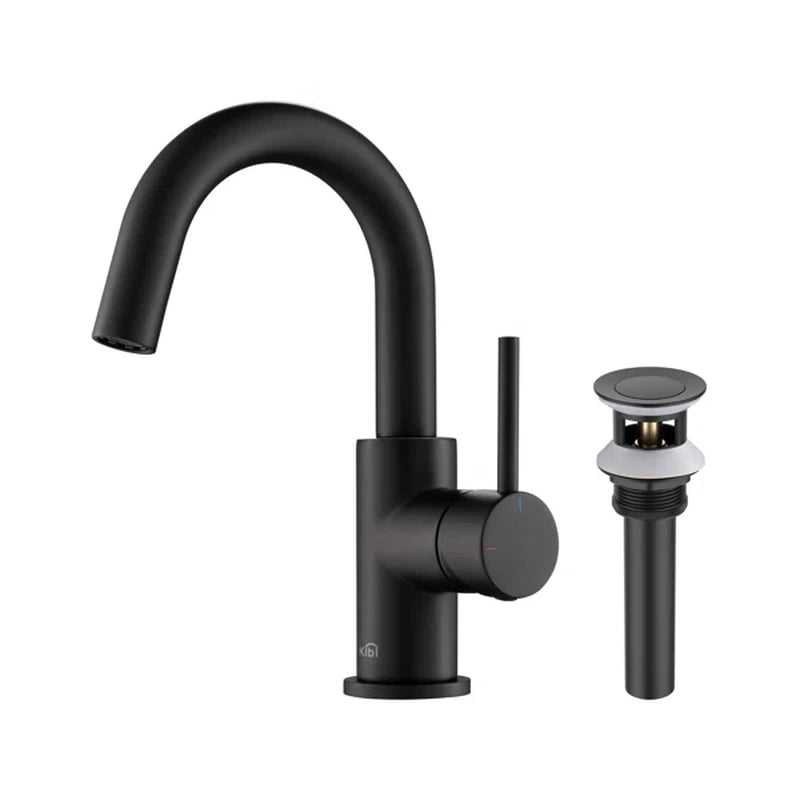 Circular Single Hole Bathroom Faucet with Drain Assembly