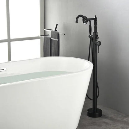 Single Handle Floor Mounted Freestanding Tub Filler with Handheld Shower