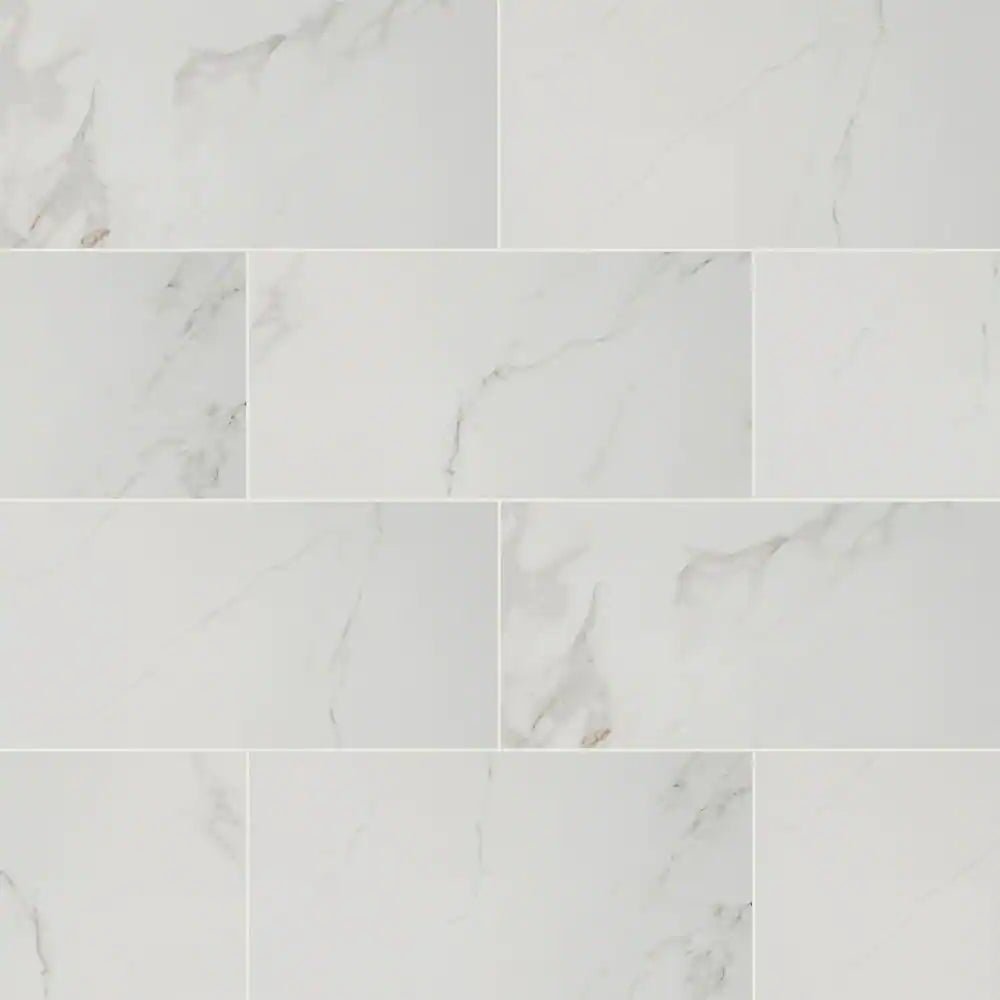Carrara 12 In. X 24 In. Polished Porcelain Stone Look Floor and Wall Tile (16 Sq. Ft./Case)