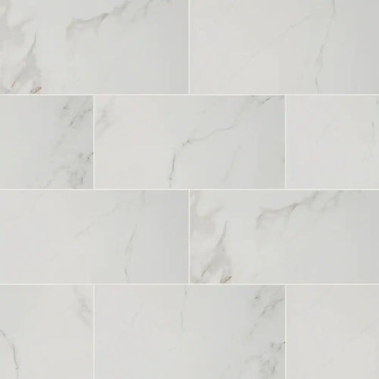 Carrara 12 In. X 24 In. Polished Porcelain Stone Look Floor and Wall Tile (16 Sq. Ft./Case)
