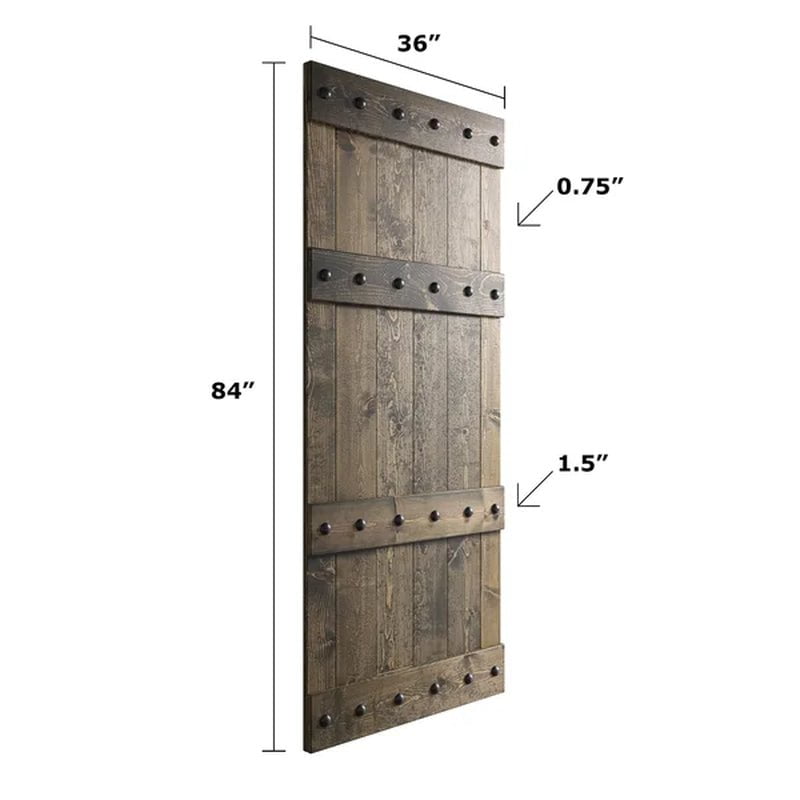 Paneled Wood Castle Series Barn Door with Installation Hardware Kit