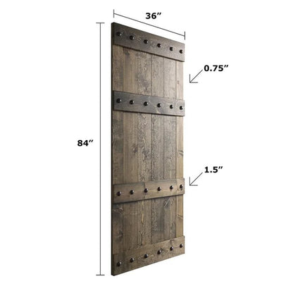 Paneled Wood Castle Series Barn Door with Installation Hardware Kit