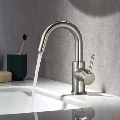 Circular Single Hole Bathroom Faucet with Drain Assembly