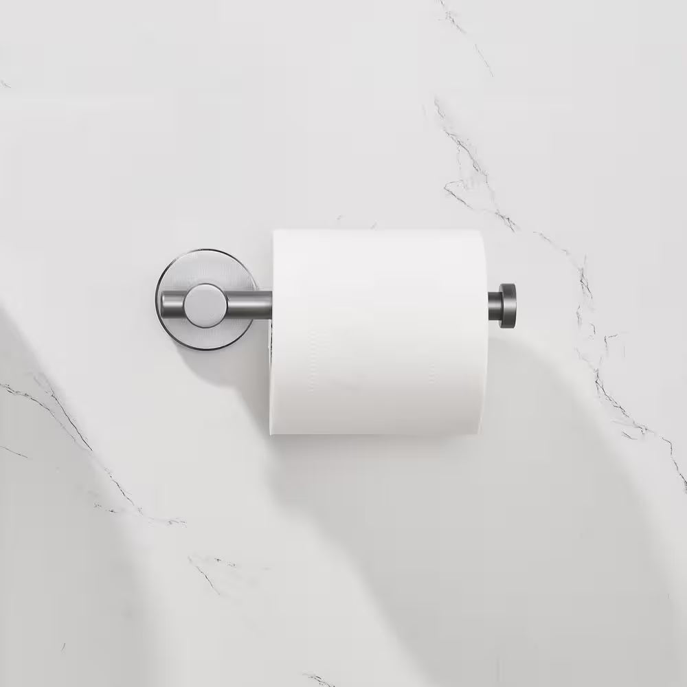 Modern 3-Piece Bath Hardware Set with Retractable Towel Bar*1, Towel Ring*1, Toilet Paper Holder*1 in Gray