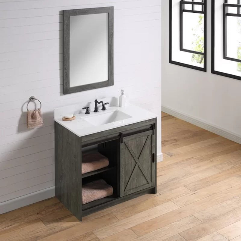 Jillian 36'' Free-Standing Single Bathroom Vanity with Engineered Stone Vanity Top