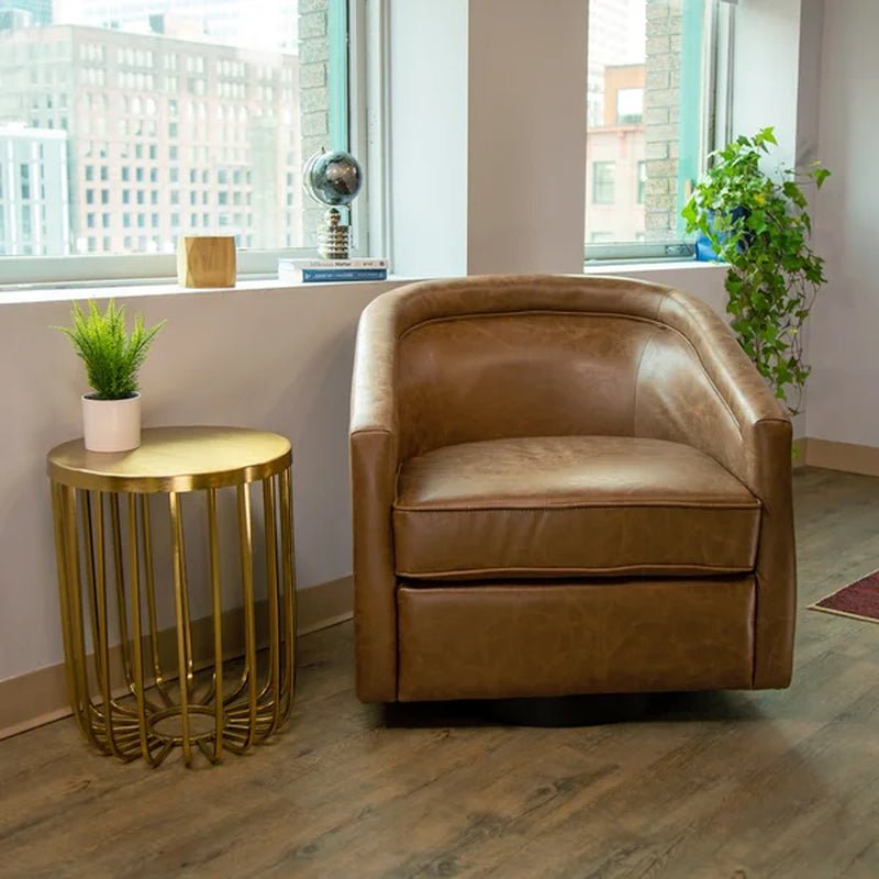Kiersten Upholstered Swivel Barrel Chair