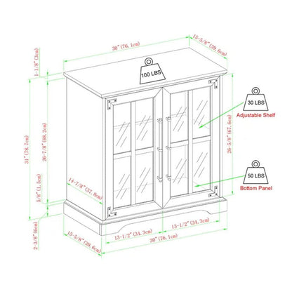 Curacao 31'' Tall 2 - Door Accent Cabinet