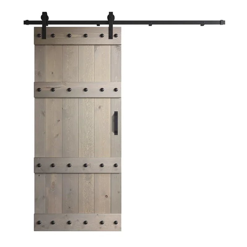 Paneled Wood Castle Series Barn Door with Installation Hardware Kit