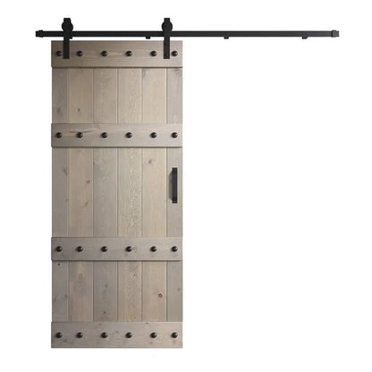 Paneled Wood Castle Series Barn Door with Installation Hardware Kit