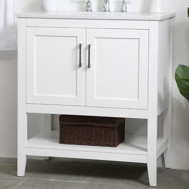 Trieste 29.87'' Free-Standing Single Bathroom Vanity with Quartz Vanity Top