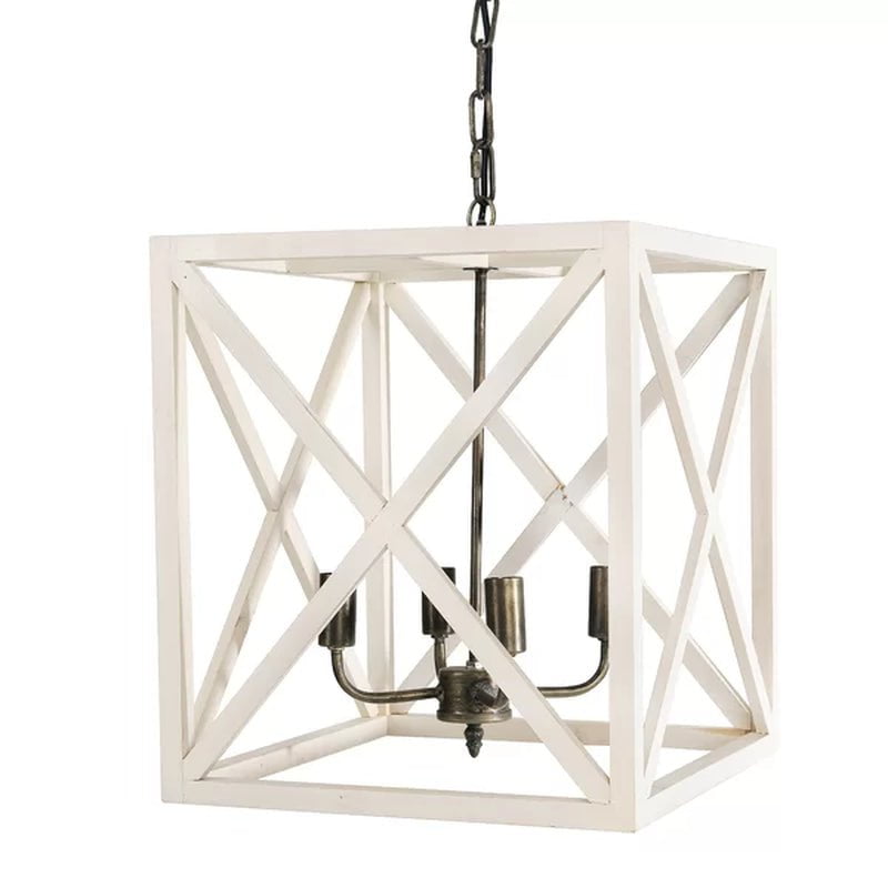 Sabrina 4 - Light Wood Lantern Geometric Chandelier