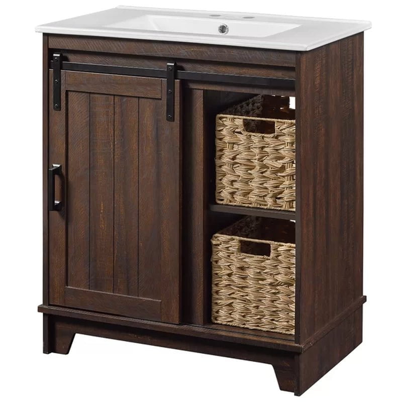 Sofia 29.88'' Free-Standing Single Bathroom Vanity with Vitreous China Vanity Top