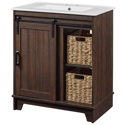 Sofia 29.88'' Free-Standing Single Bathroom Vanity with Vitreous China Vanity Top