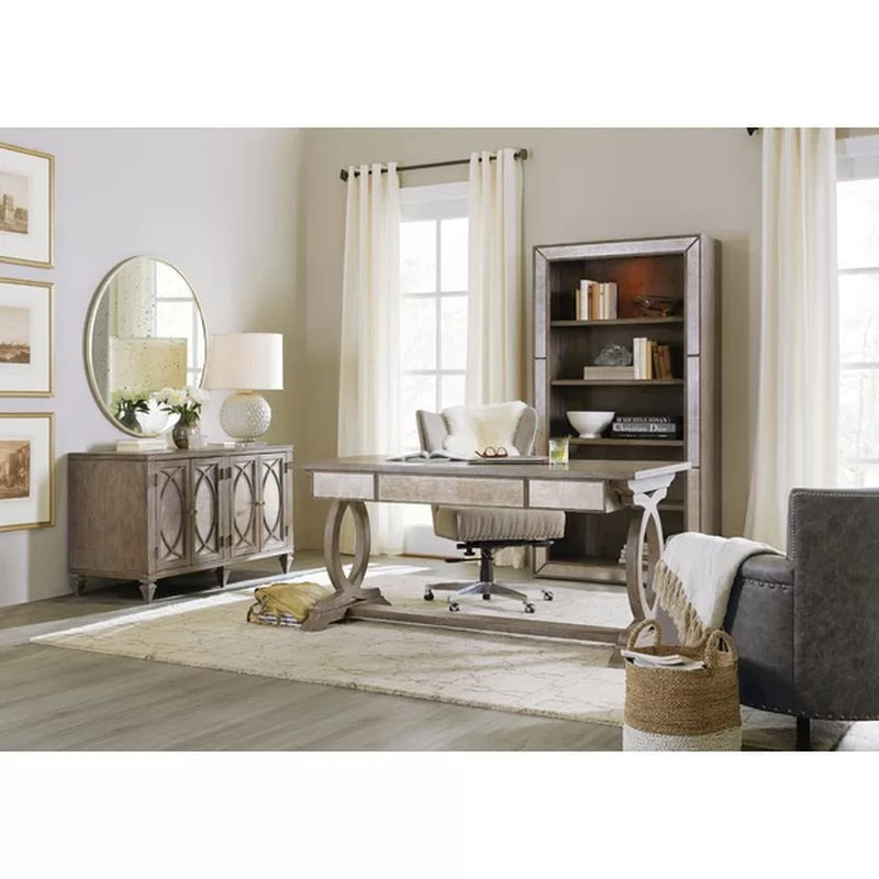 Rustic Glam 52'' Wide 2 Drawer Rubberwood Solid Wood Credenza