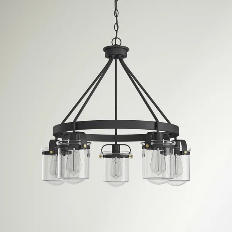 Georgetown 5 - Light Dimmable Wagon Wheel Chandelier