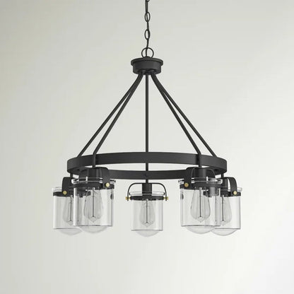 Georgetown 5 - Light Dimmable Wagon Wheel Chandelier