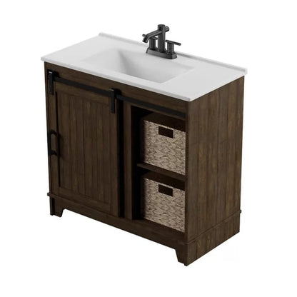 Braylen 35.88'' Free-Standing Single Bathroom Vanity with Ceramic Vanity Top