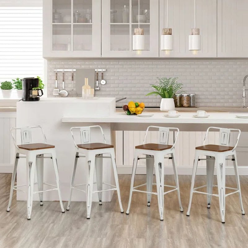 Maresca Bar & Counter Stool with Wood Seat and Backrest