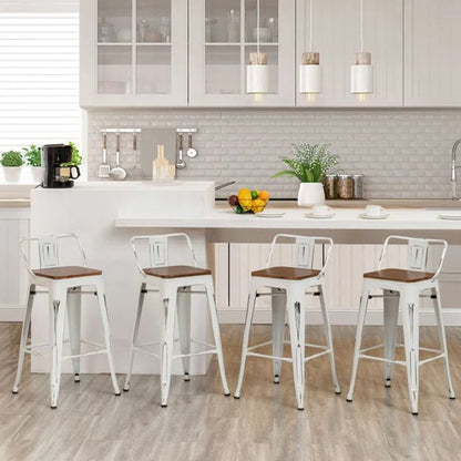 Maresca Bar & Counter Stool with Wood Seat and Backrest
