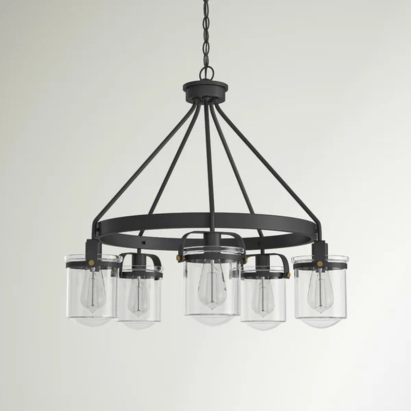 Georgetown 5 - Light Dimmable Wagon Wheel Chandelier