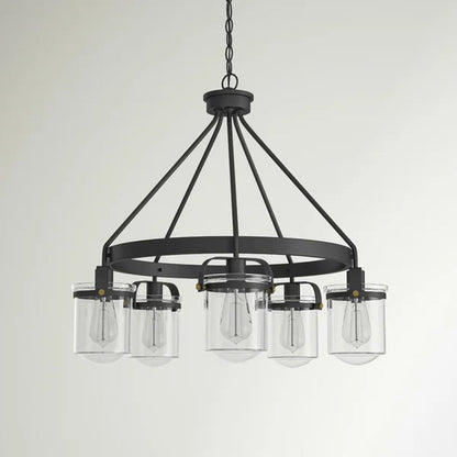 Georgetown 5 - Light Dimmable Wagon Wheel Chandelier
