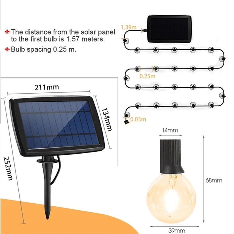 Beier 299.21'' Outdoor LED Solar Powered 25 - Bulb Globe String Light (End to End Connectable)