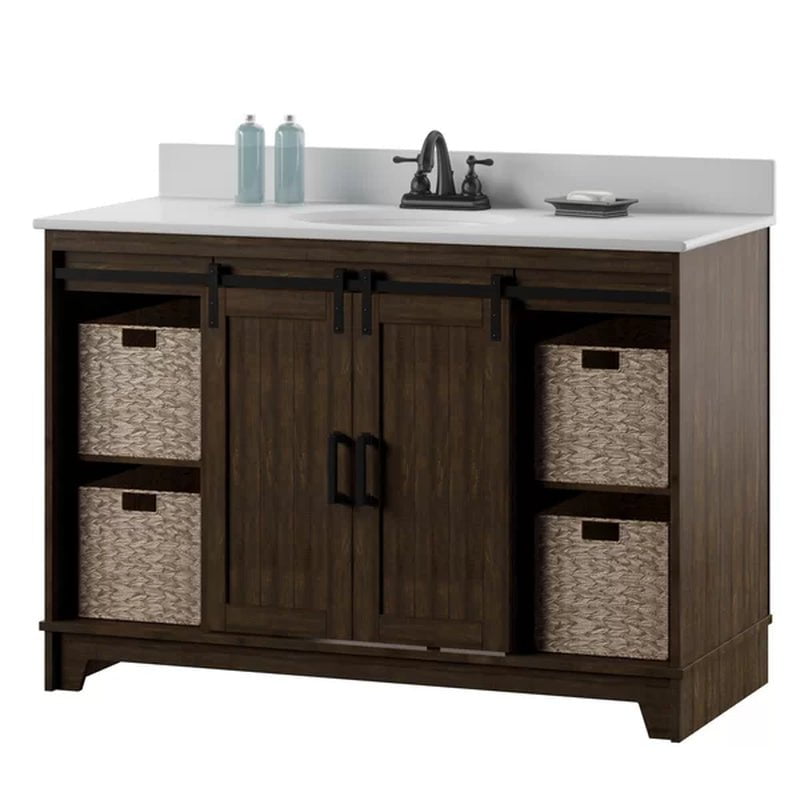 Braylen Sliding Barn Door 48" Single Bathroom Vanity Set
