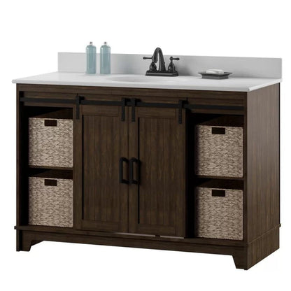 Braylen Sliding Barn Door 48" Single Bathroom Vanity Set