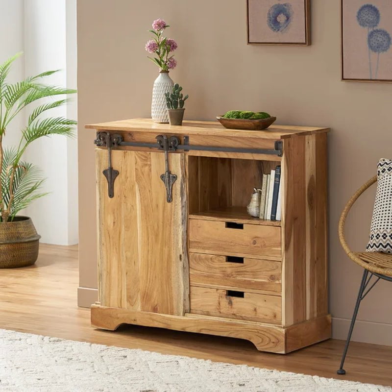 Laymon 35'' Tall Solid Wood 1 - Door Accent Cabinet