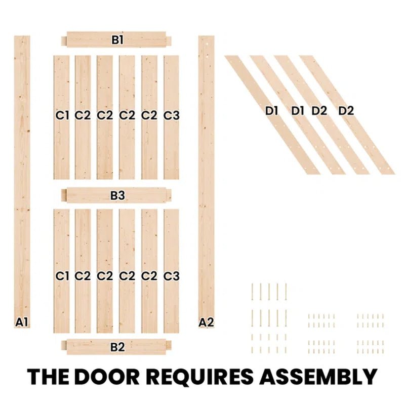 Paneled Wood Sliding Barn Door with Installation Hardware Kit