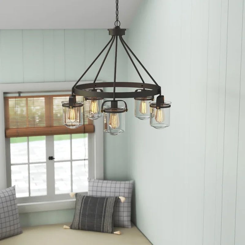 Georgetown 5 - Light Dimmable Wagon Wheel Chandelier