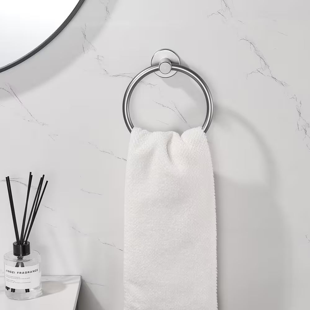 Modern 3-Piece Bath Hardware Set with Retractable Towel Bar*1, Towel Ring*1, Toilet Paper Holder*1 in Gray
