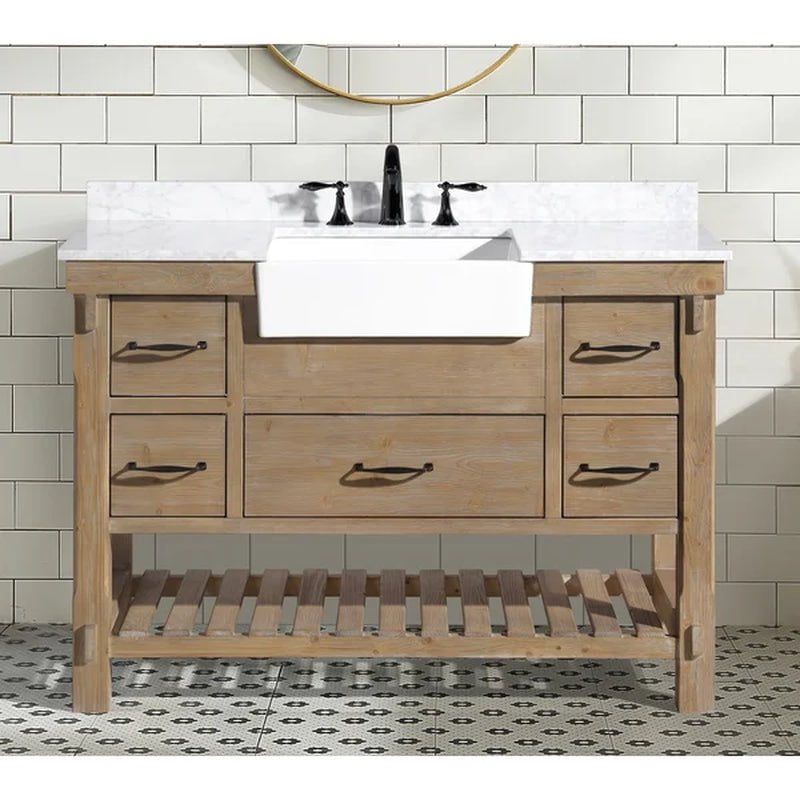 Giuliana 48'' Free-Standing Single Bathroom Vanity with Carrara Marble Vanity Top