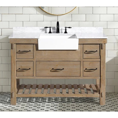 Giuliana 48'' Free-Standing Single Bathroom Vanity with Carrara Marble Vanity Top