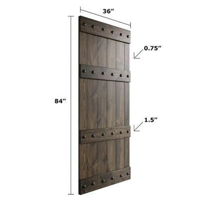Paneled Wood Castle Series Barn Door with Installation Hardware Kit