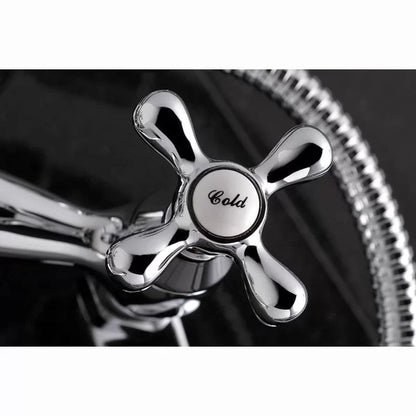 Kingston Triple Handle Wall Mounted Clawfoot Tub Faucet Trim with Diverter and Handshower
