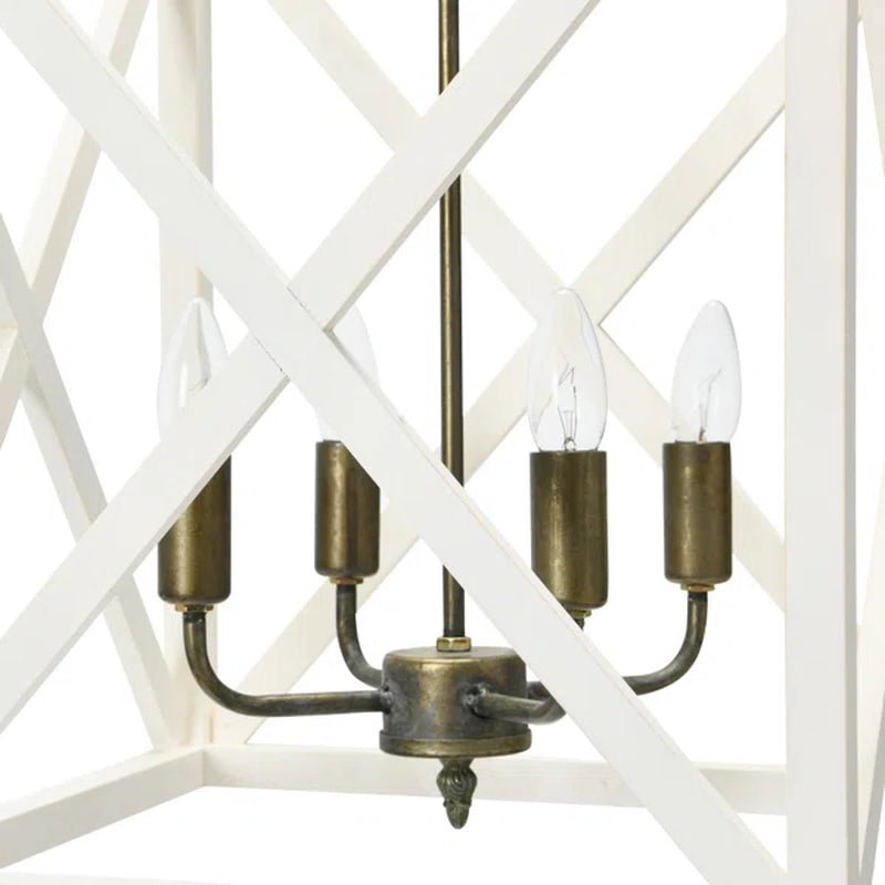 Sabrina 4 - Light Wood Lantern Geometric Chandelier